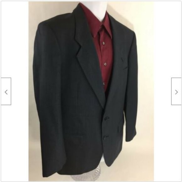 Albert Nipon Men's Dark Blue 2 Button Wool Long Sleeve Suit Blazer Jacket S40 - Picture 3 of 11